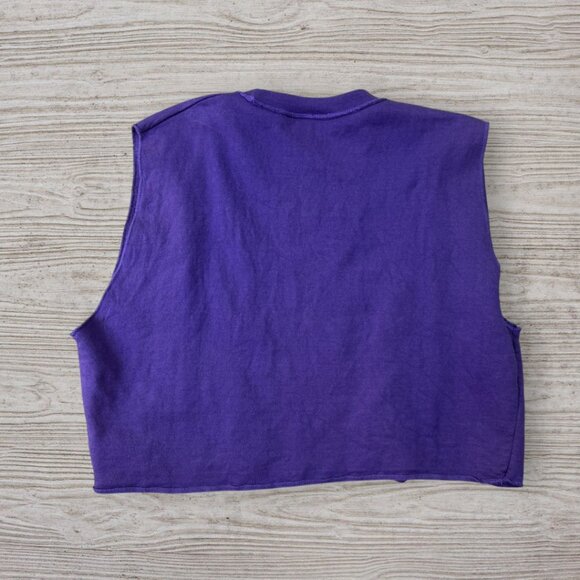 MARIKA Vintage 80s 90s Purple Crop Top Sleeveless Sweatshirt Active Athletic S/M - Picture 4 of 4